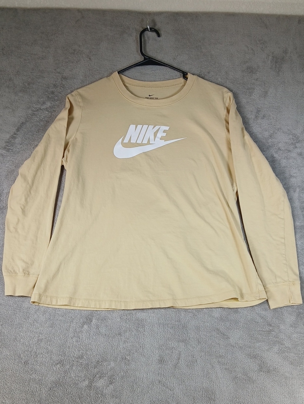 Nike Long Sleeve Logo Tee in Pale Yellow